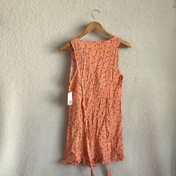 BP Romper Womens Small‎ Orange Grounded Ditsy Floral - Picture 3 of 7